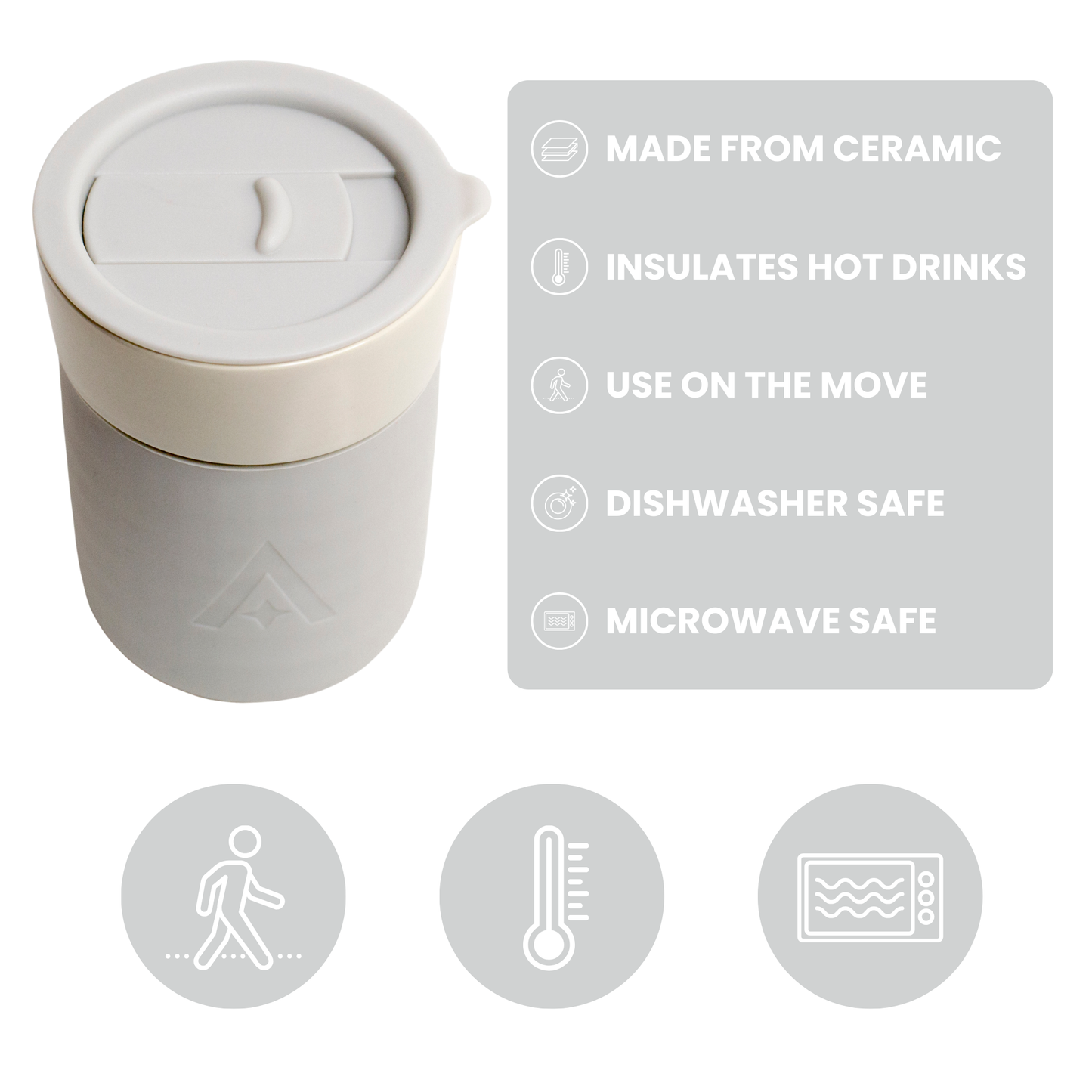 Ceramic Carry Mug with Lid – Natural Stone